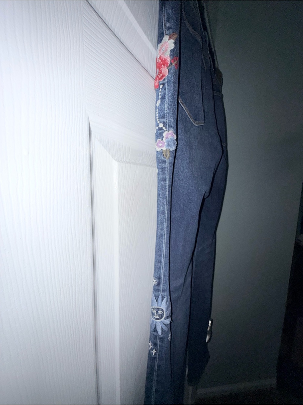 Johnny Was Riaya Blue Floral Embroidered Flare Jeans - Picture 8 of 10